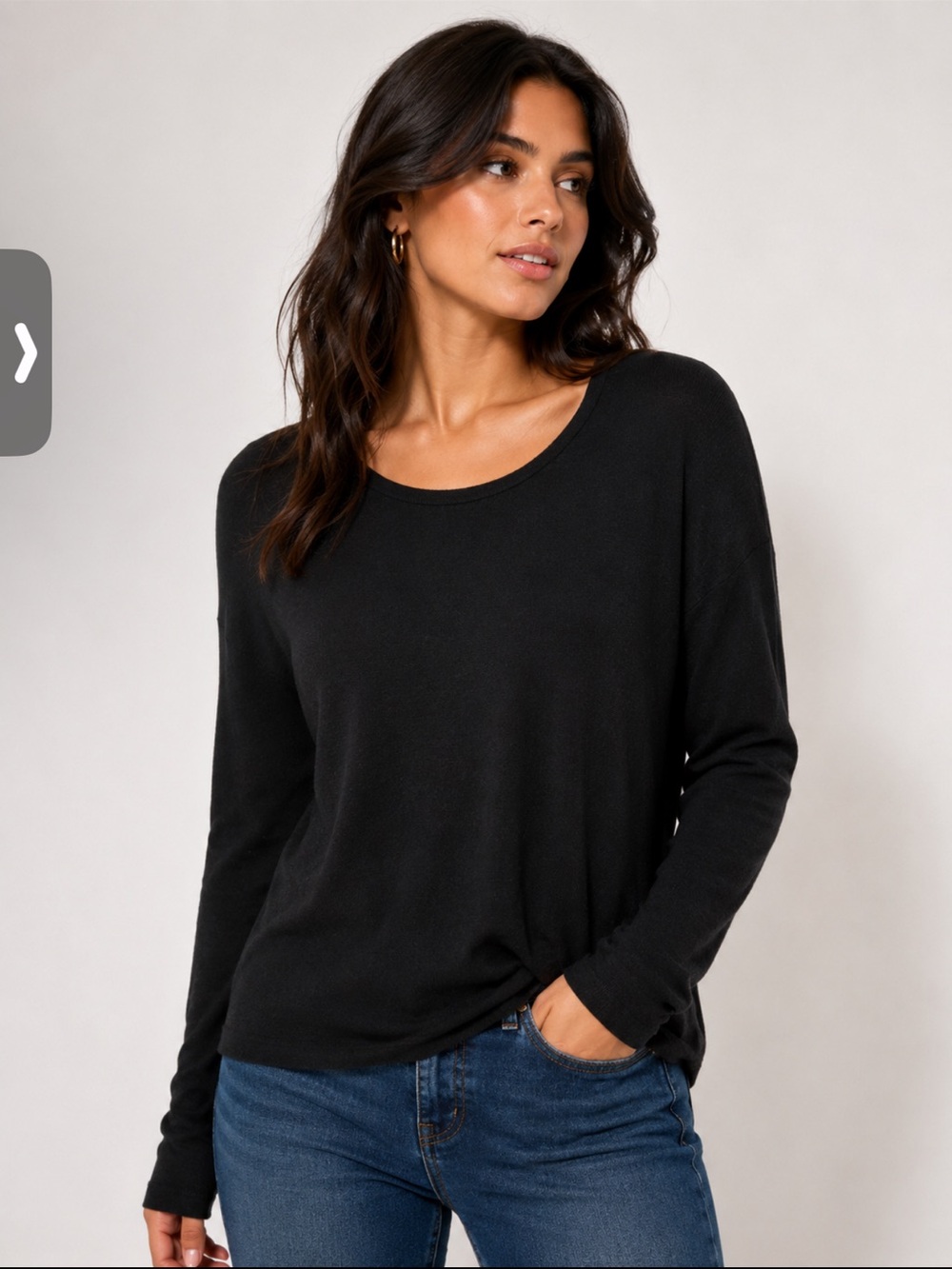 Kirkland Signature Black Ribbed Crewneck Top